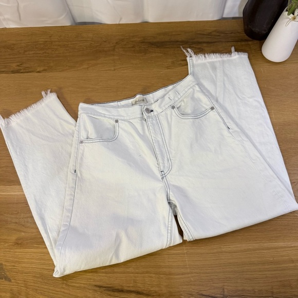 Madewell Tapered Wide Leg Frayed Crop High Rise Womens Jeans Size 28 light wash - Picture 10 of 12